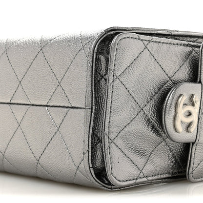 Metallic Caviar Quilted Mini Chanel 25 Handbag Anthracite