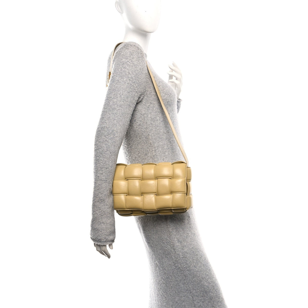 Nappa Maxi Intreccio Padded Cassette Crossbody Bag Tapioca