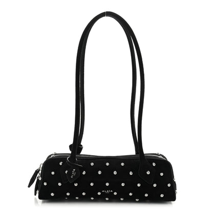 Nubuck Studded Small Le Teckel Bag  Black