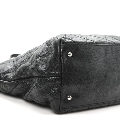 Glazed Calfskin Large On The Road Tote Black