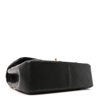 Lambskin Quilted Jumbo Double Flap Black