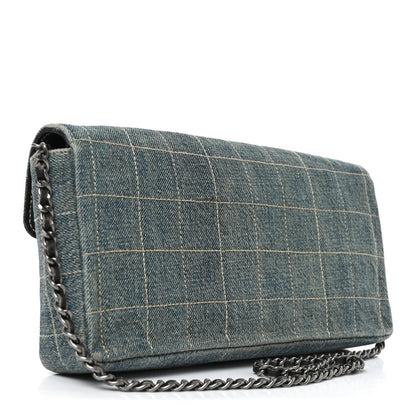 Denim Chocolate Bar Quilted East West Flap