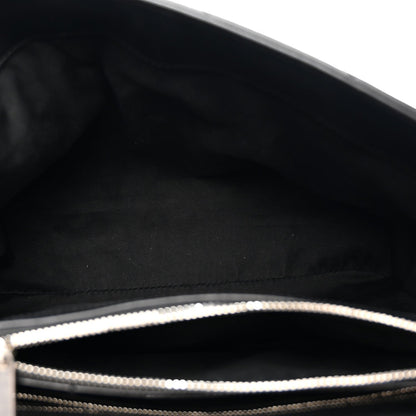 Calfskin Y Quilted Monogram Medium Loulou Chain Satchel Black