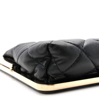 Lambskin Plexi Quilted CC Evening Clutch With Chain Black
