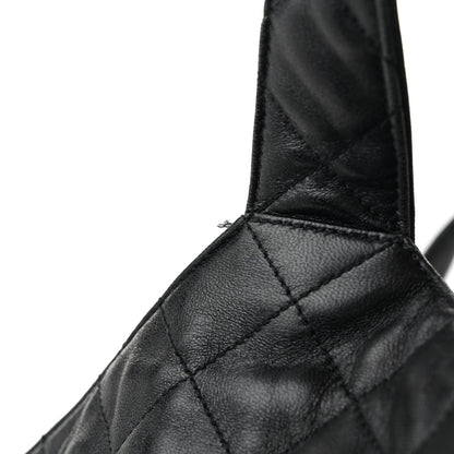 Lambskin Quilted Maxi Icare Shopping Tote Black