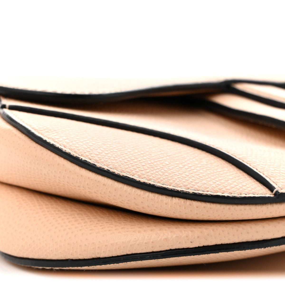 Grained Calfskin Mini Saddle Bag Beige