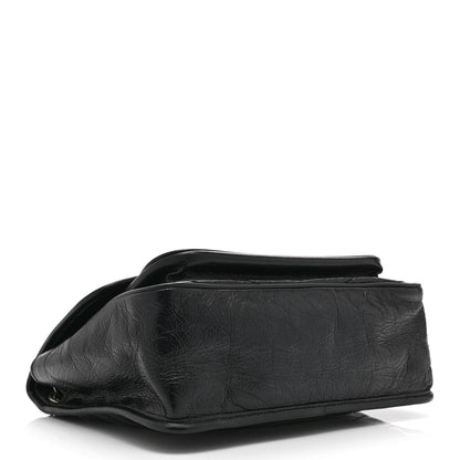 Crinkled Calfskin Matelasse Monogram Medium Niki Chain Satchel Black