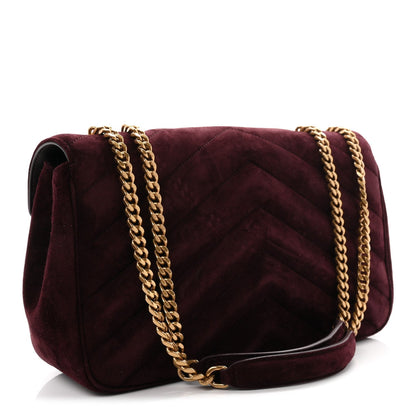 Suede Chevron Quilted Medium LouLou Smoky Burgundy