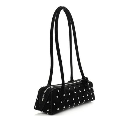Nubuck Studded Small Le Teckel Bag  Black
