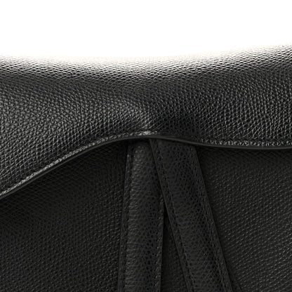 Grained Calfskin Mini Saddle Bag Black
