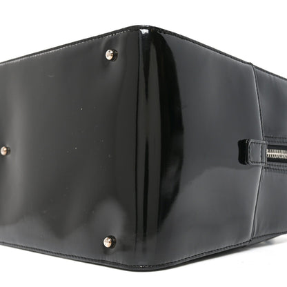 Patent Quilted Chocolate Bar Bowler Black