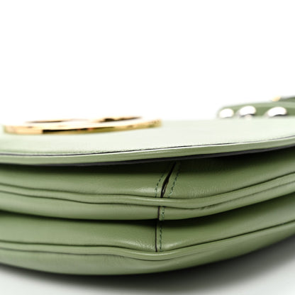 Roxy Calfskin Web Medium Blondie Top Handle Shoulder Flap Bag Salamander Green