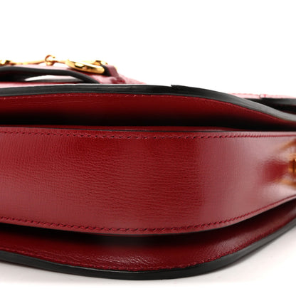 GG Supreme Monogram Azalea Calfskin Horsebit 1955 Shoulder Bag Beige Ebony New Cherry Red