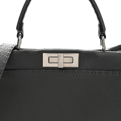 Cuoio Romano Selleria Bi-Color Medium Peekaboo Iconic Satchel Asphalt Milk
