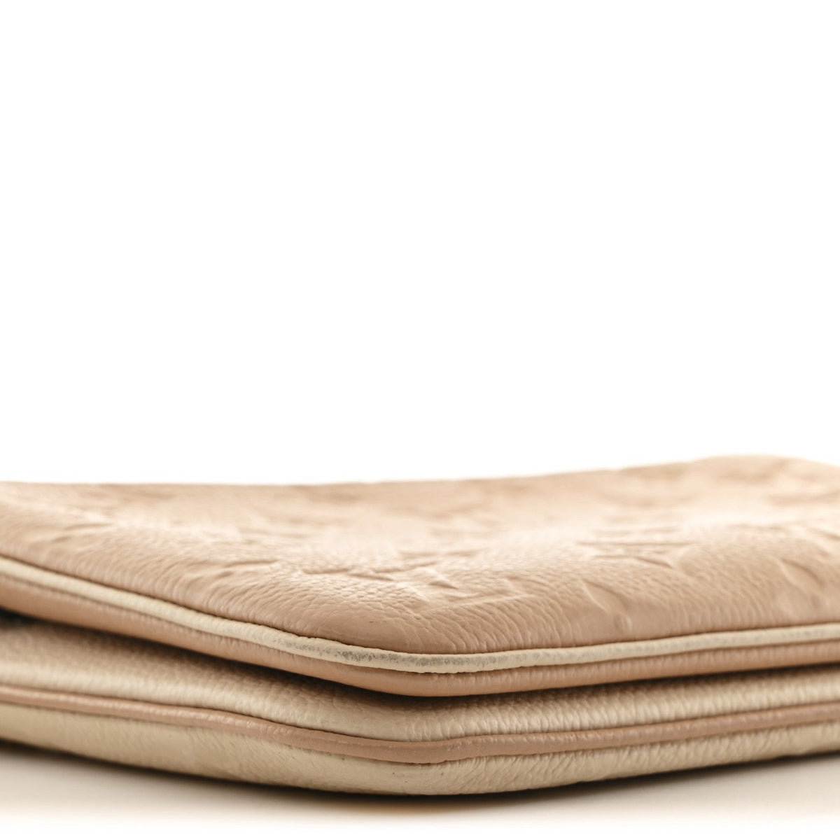 Empreinte Double Zip Pochette Beige Rose Creme