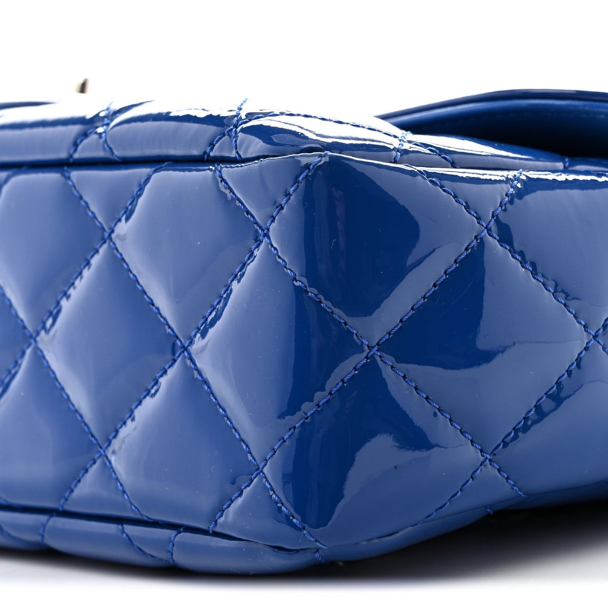 Patent Quilted Large Coco Shine Flap Blue