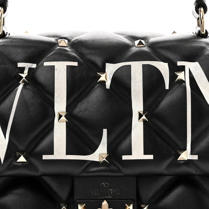 Lambskin VLTN Print Candystud Top Handle Bag Black