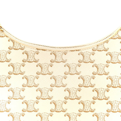 Canvas Calfskin Ava Triomphe Shoulder Bag White