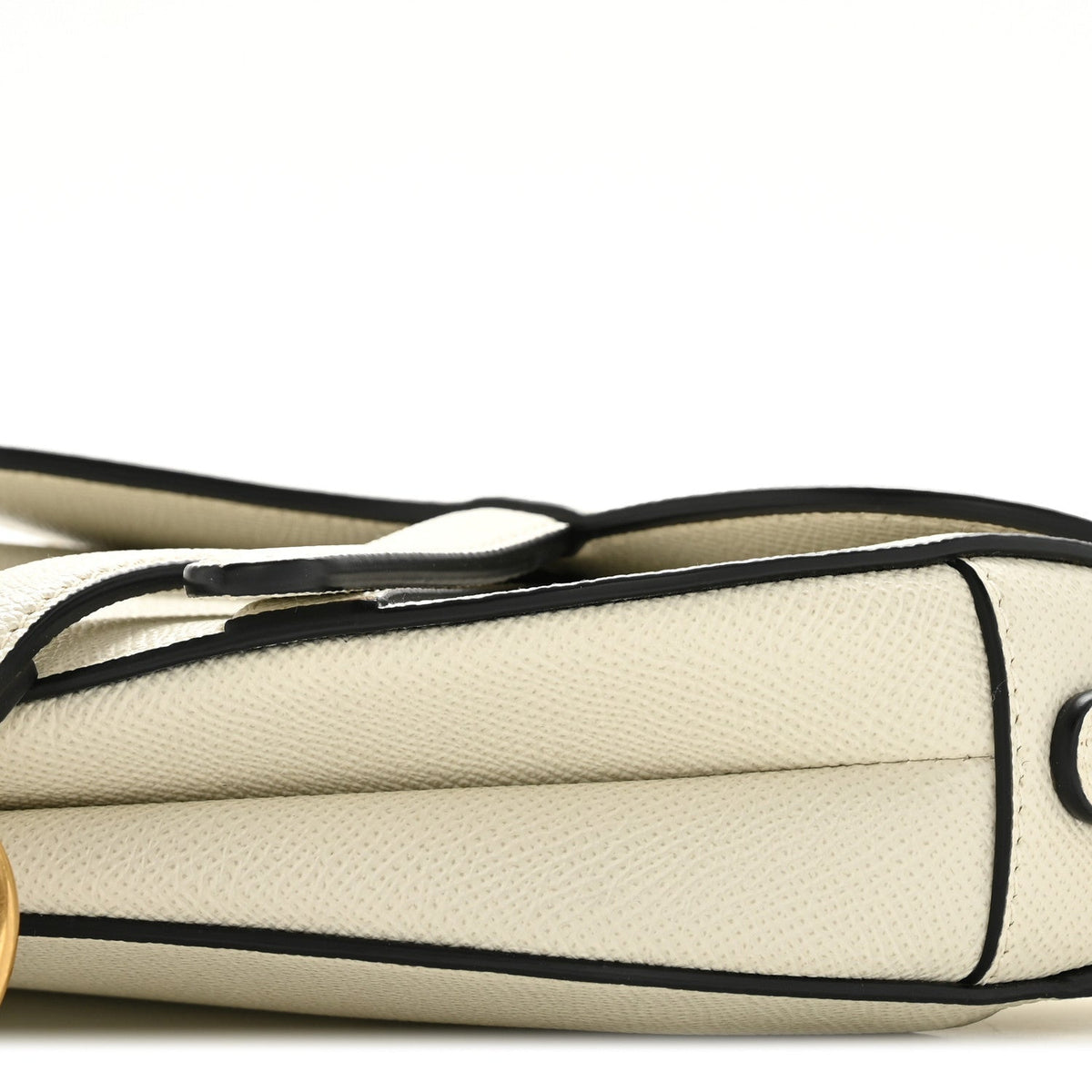 Grained Calfskin Mini Saddle Bag White