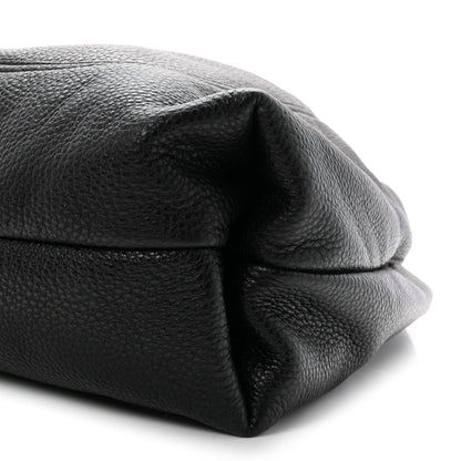 Grained Calfskin Softbit Maxi Shoulder Bag Black