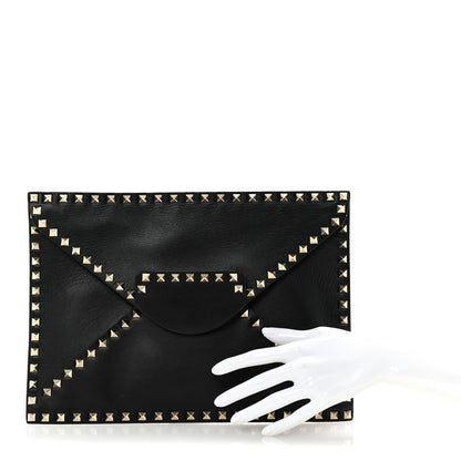 Vitello Untitled Rockstud Envelope Clutch Black