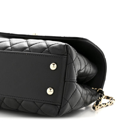 Caviar Quilted Mini Coco Handle Flap Black