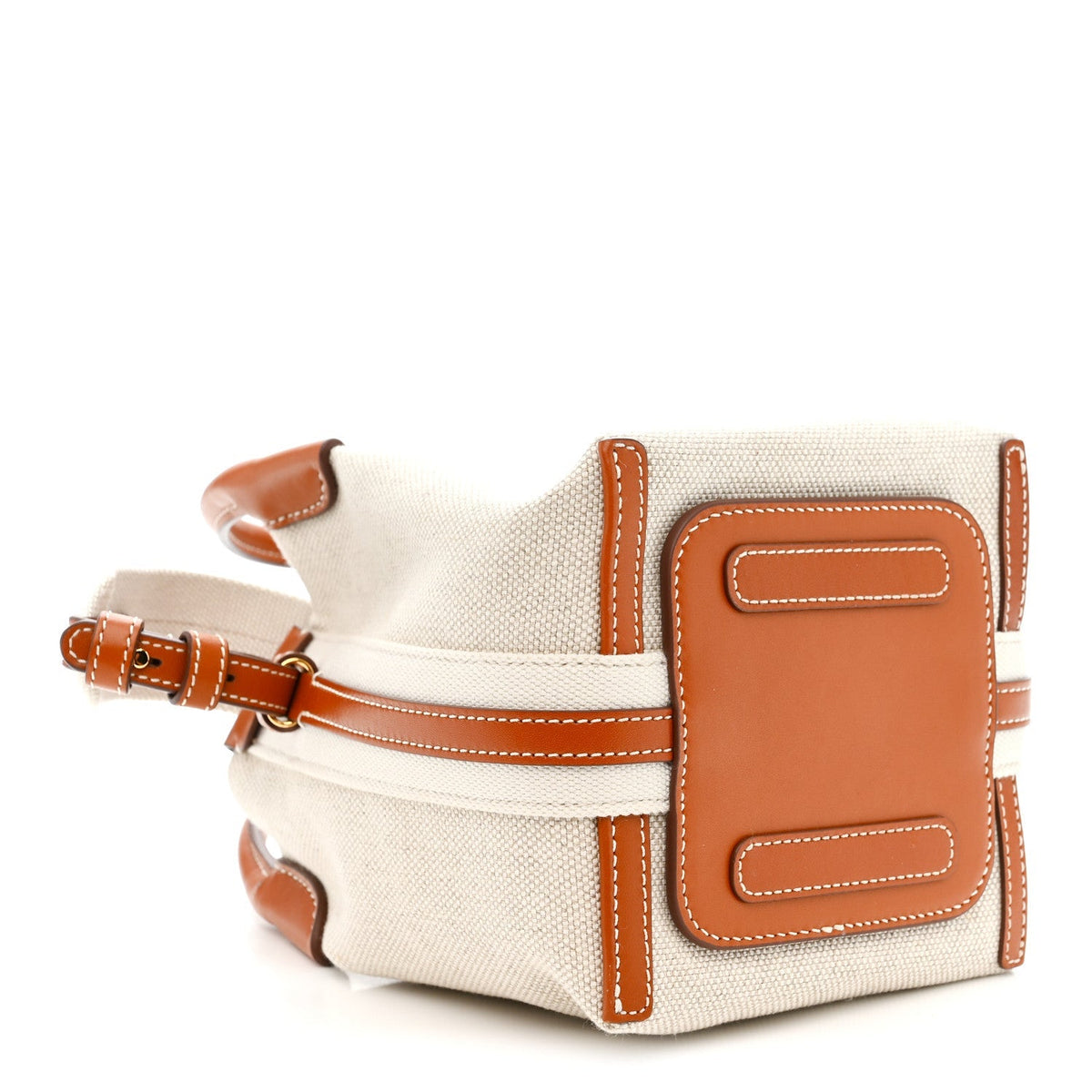 Cotton Linen Calfskin Micro Bale Bag Natural Warm Tan