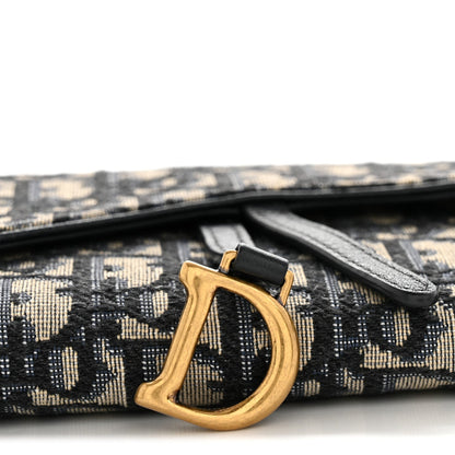 Oblique Saddle Chain Long Wallet Blue