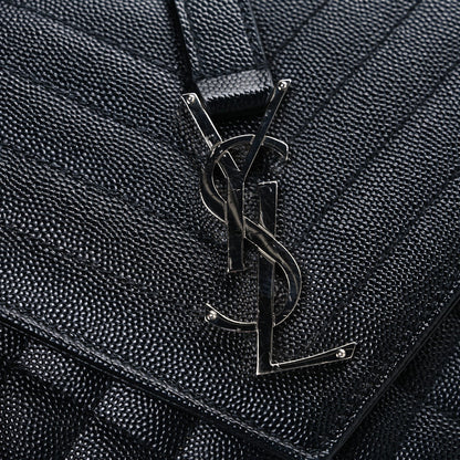 Grain De Poudre Textured Mixed Matelasse Triquilt Medium Monogram Satchel Black