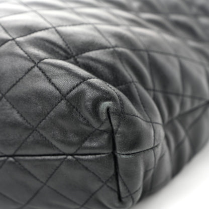 Lambskin Quilted Maxi Icare Shopping Tote Black