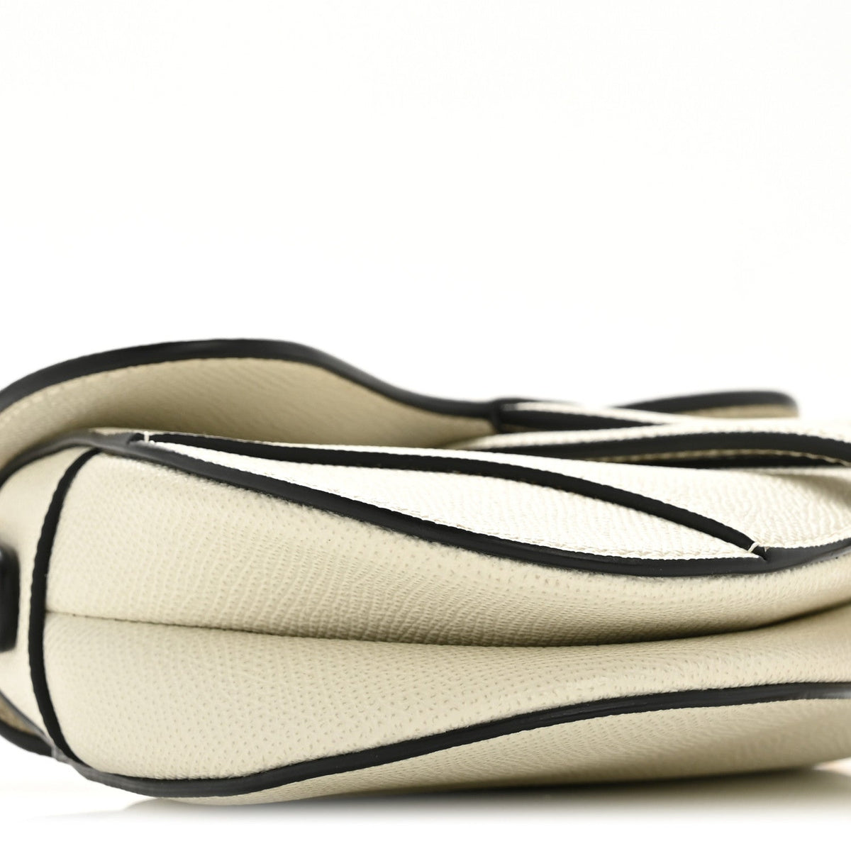 Grained Calfskin Mini Saddle Bag White