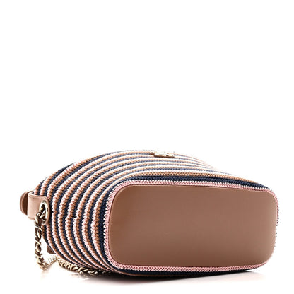 Crochet Lambskin Coco Crochet Hobo Clutch With Chain Brown Pink Navy