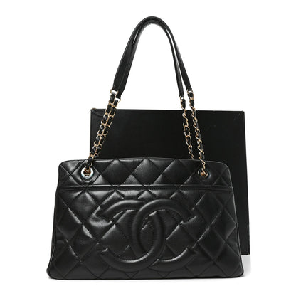 Caviar Quilted Timeless CC Soft Tote Black