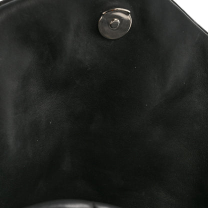 Lambskin Quilted Medium Loulou Puffer Monogram Chain Satchel Black