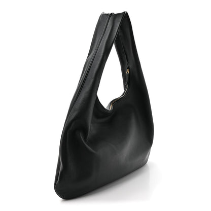 Grained Calfskin Medium Everyday Shoulder Bag Bottle Green