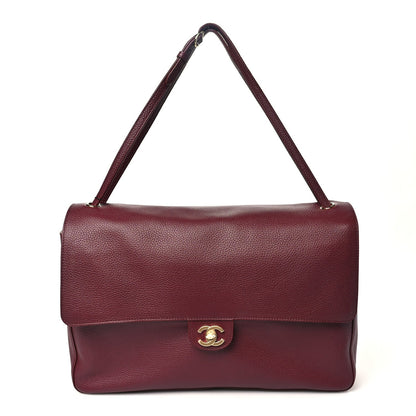 Grained Calfskin Souplissimo Maxi Flap Burgundy