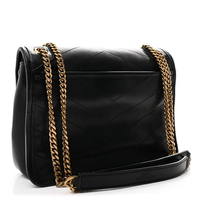 Lambskin Matelasse Monogram Baby Niki Chain Satchel Black
