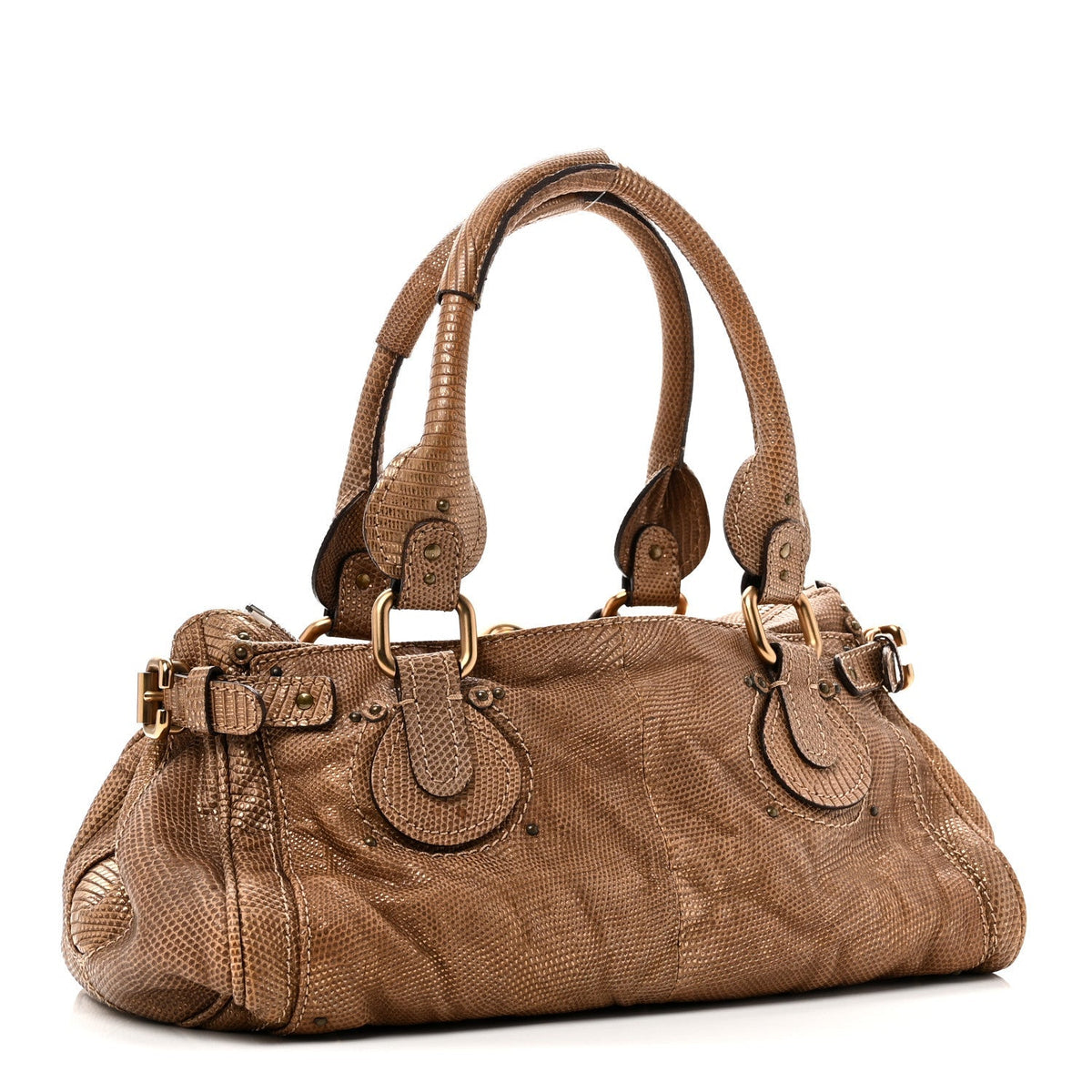 Lizard Medium Paddington Satchel Bronze