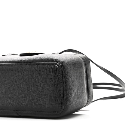 Shiny Caviar Preppy Coco Long Vanity With Strap Black