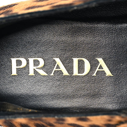 Calf Hair Leopard Print Ballerina Flats 36.5 Honey