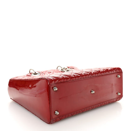 Patent Cannage Large Lady Dior Red