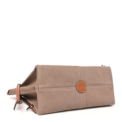 Canvas Calfskin Cushion Tote Taupe
