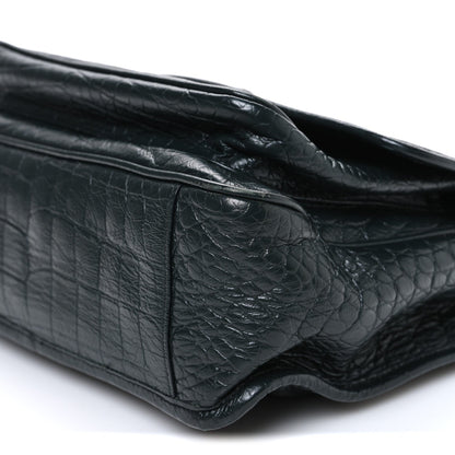 Crocodile Embossed Calfskin Monogram Medium Niki Chain Satchel Algea