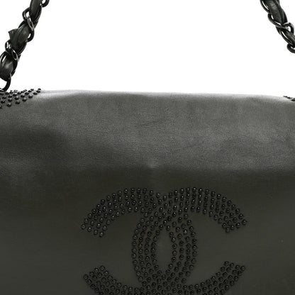 Lambskin Studded CC East West Flap Grey