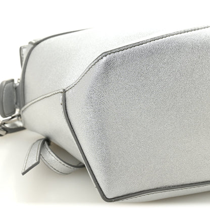 Laminated Lambskin Small Puzzle Edge Bag Silver