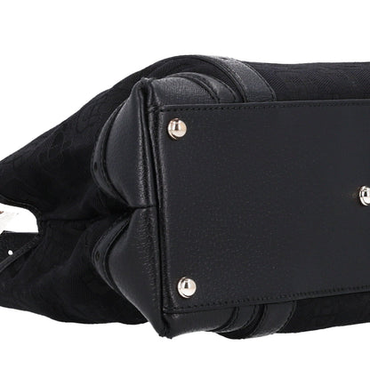 Canvas Horsebit Print Shoulder Bag Black