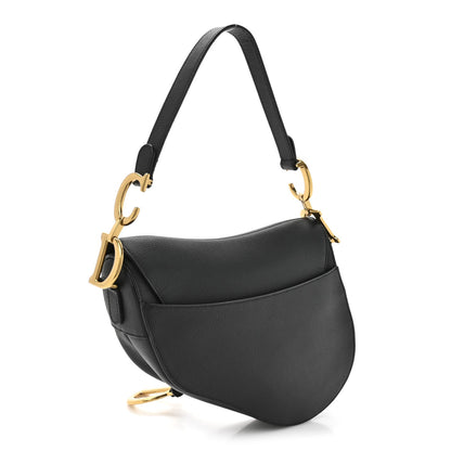 Grained Calfskin Saddle Bag Black