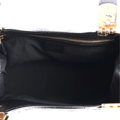 Canvas Horsebit Print Shoulder Bag Black