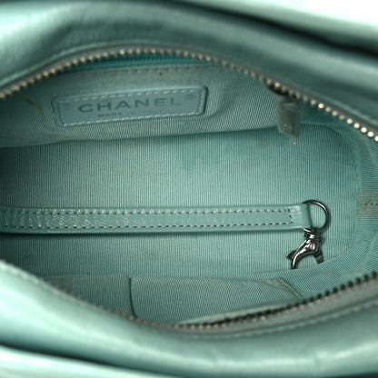 Aged Calfskin Quilted Small Gabrielle Hobo Green