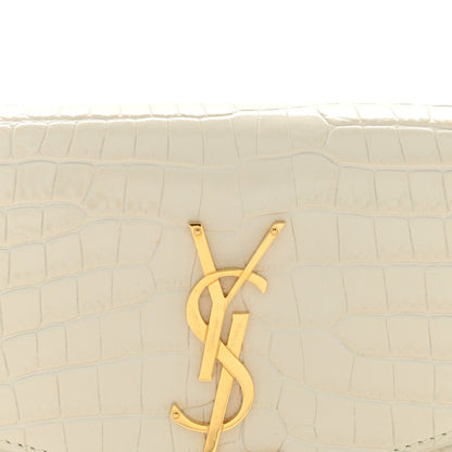 Calfskin Crocodile Embossed Monogram Uptown Chain Wallet Crema Soft